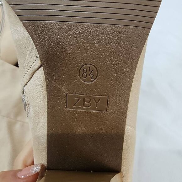 ZBY Size 8.5 Knee High Boots High Heel Pointed Toe Motorcycle Booties Casual Com - Picture 8 of 8